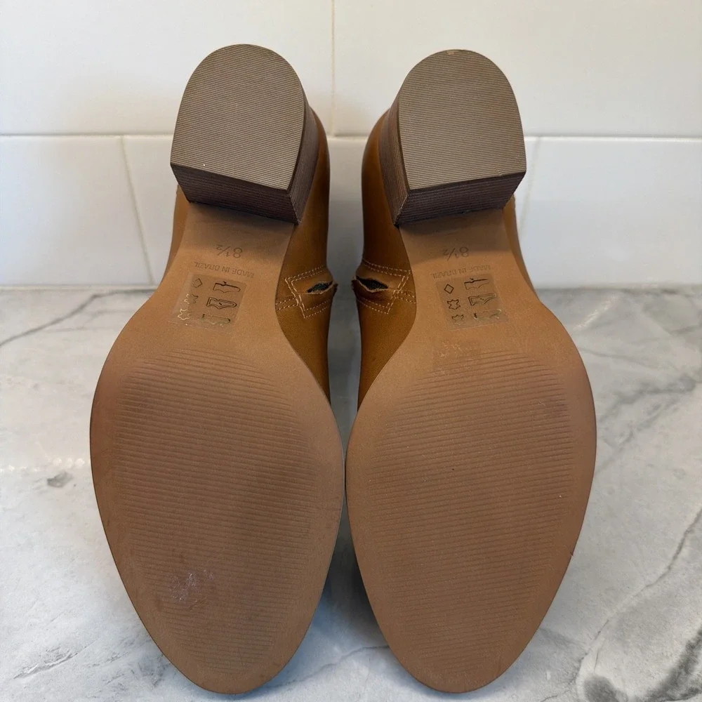 Madewell The Rosie Ankle Leather Bootie Side Zip Brown MA434 Women's Size 8.5
